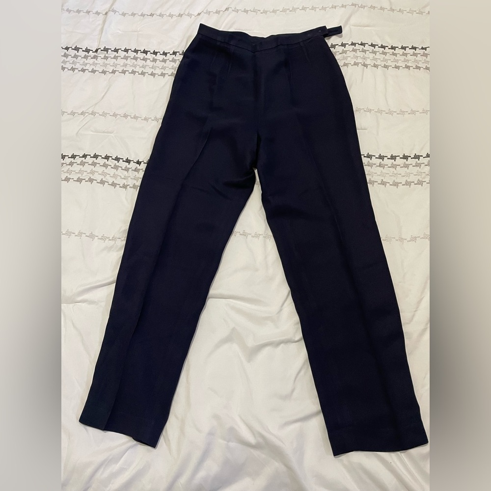 Dark Navy Lined Side Zip Dress Pants